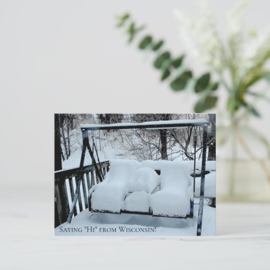 Gezegde Hoi van Wisconsin Snowy Day Briefkaart (Staand voorkant)