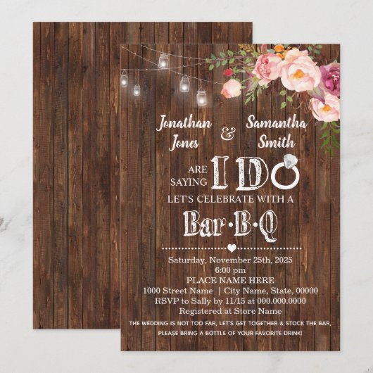 Gezegde Ik maak barbeque op de bar bruiloft Kaart (Voorkant / Achterkant)
