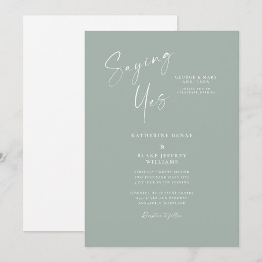 Gezegde Ja Sage Elegant Bride Parents Wedding Kaart (Voorkant / Achterkant)