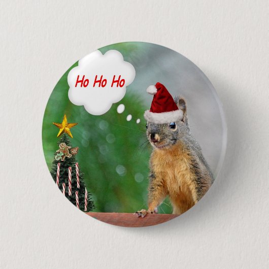 Gezegde met kerstvierkant Ho Ho Ho Ronde Button 5,7 Cm (Voorkant)