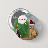 Gezegde met kerstvierkant Ho Ho Ho Ronde Button 5,7 Cm (Voorkant /achterkant)