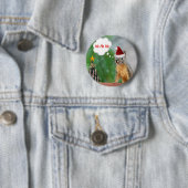 Gezegde met kerstvierkant Ho Ho Ho Ronde Button 5,7 Cm (In situ)