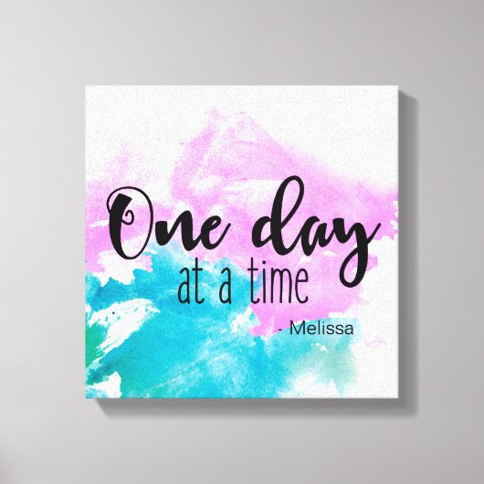 Gezegde met naam, op maat van 'één dag voor één' canvas afdruk (Voorkant)