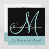 Gezegde Namen Blauwe bruiloft Uitnodiging Monogram (Voorkant / Achterkant)