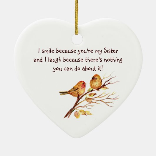 Gezegde van de zuster van de vun met staartvogels keramisch ornament (Achterkant)