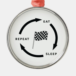 Gezegde voor sport Eat Sleep Herhaal sport Fan Metalen Ornament