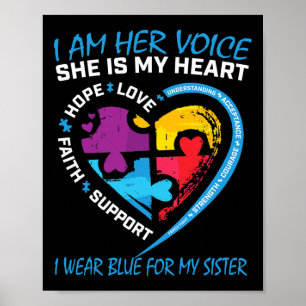 Gezegden puzzel ik blauw voor mijn zusje autisme poster