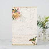 gezegdes en gouden rozen met een vogelstato briefpapier (Staand voorkant)