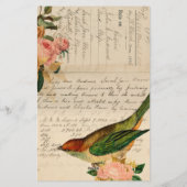 gezegdes en gouden rozen met een vogelstato briefpapier (Achterkant)