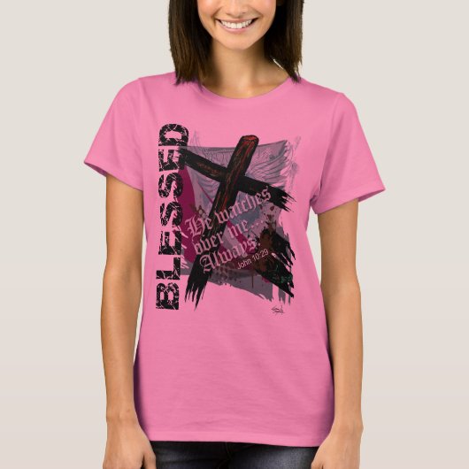Gezegeld - Christelijke Bijbelscripts John 10:29 T-shirt (Voorkant)