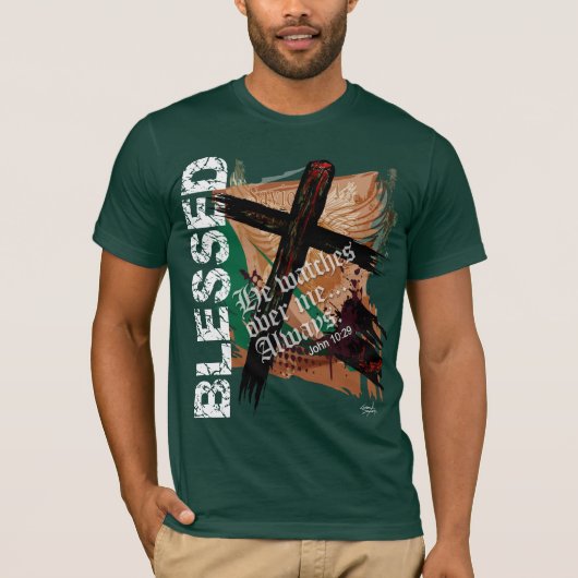 Gezegeld - Christelijke Bijbelscripts John 10:29 T-shirt (Voorkant)