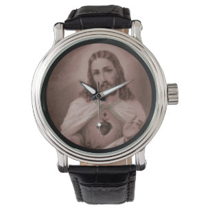 Gezegeld hart met kruis horloge