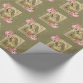 Gezegeld immaculair hart van Mary met roze rozen Cadeaupapier (Hoek)