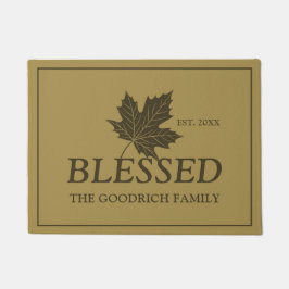 Gezegeld met aple Leaf en Custom Name. Bruin Deurmat