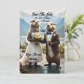 **"Gezegeld met een kus: Otterliefde"** Save The Date (Staand voorkant)
