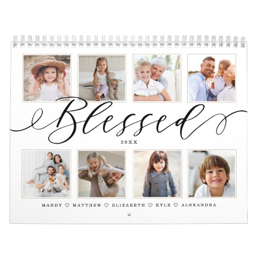 Gezegeld modern script | Fotoherinneringen familie Kalender (Hoes)