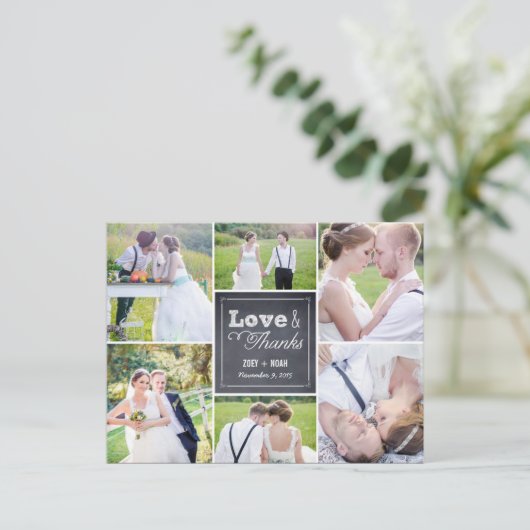 Gezegelde collage bruiloft Hartelijk dank Briefkaart (Staand voorkant)