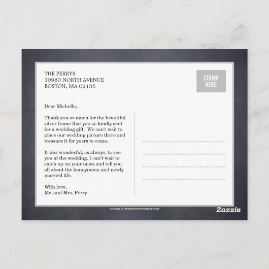 Gezegelde collage bruiloft Hartelijk dank Briefkaart (Achterkant)