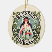 Gezegelde imbolc keramisch ornament (Links)