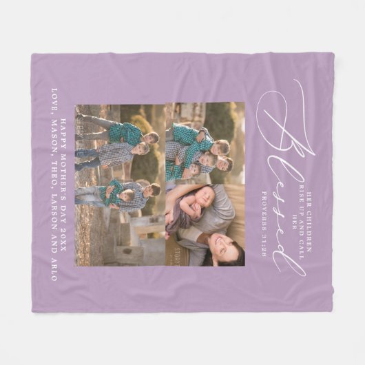 Gezegelde mam Proverbs 31 Scriptuur 3 Foto Lila Fleece Deken (Voorkant (Horizontaal))