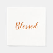 Gezegelde oranje witte script schattige Thanksgivi Servet (Voorkant)