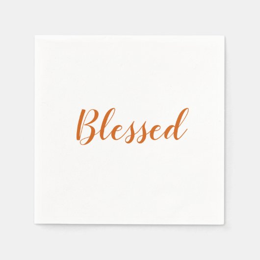 Gezegelde oranje witte script schattige Thanksgivi Servet (Voorkant)