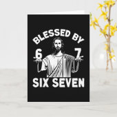 Gezegend 6 Nummer 67 Zes Zeven Meme Kaart (Gele Bloem)