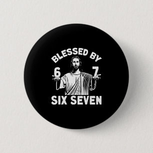 Gezegend 6 Nummer 67 Zes Zeven Meme Ronde Button 5,7 Cm