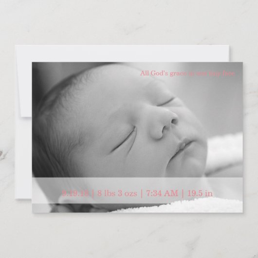 Gezegend | Aankondiging babymeisje (Achterkant)