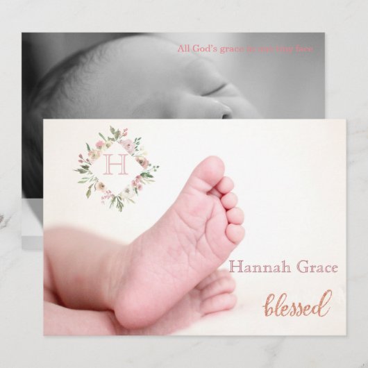 Gezegend | Aankondiging babymeisje (Voorkant / Achterkant)