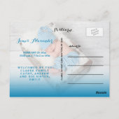 Gezegend | Aankondiging blauwe Valentijn geboorte Briefkaart (Achterkant)