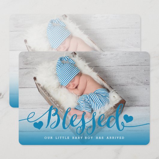 Gezegend | Aankondiging van de geboorte van Blue B (Voorkant / Achterkant)
