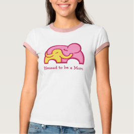 Gezegend als een mam-olifant en kalf-knuffel-T-shi T-shirt