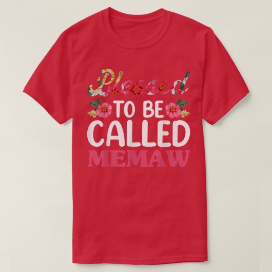 Gezegend als Memaw Floral , Moederdag gr T-shirt (Design voorkant)