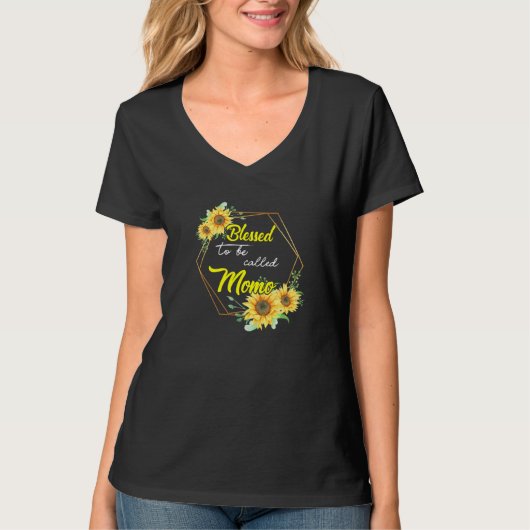 Gezegend als Momo Sunflower Momo Moeders d T-shirt (Voorkant)