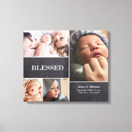 Gezegend Baby Fotocollage Baby Stat op maat Canvas Afdruk