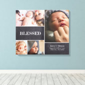 Gezegend Baby Fotocollage Baby Stat op maat Canvas Afdruk (Insitu (Houten vloer))