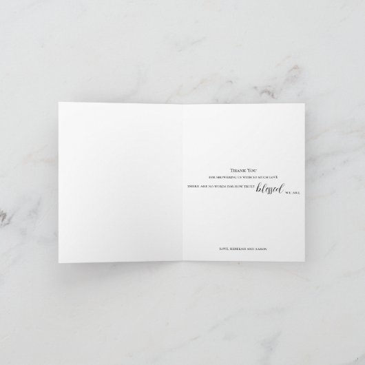 Gezegend Baby shower bedankpas" Bedankkaart (Binnen)