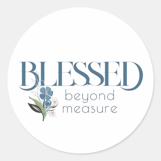 Gezegend Beyond Measure Blauwe Abstracte Bloemen Ronde Sticker (Voorkant)