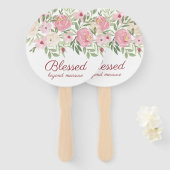 Gezegend Beyond Measure Roze Bloemen Handwaaier (Voorkant en achterkant)
