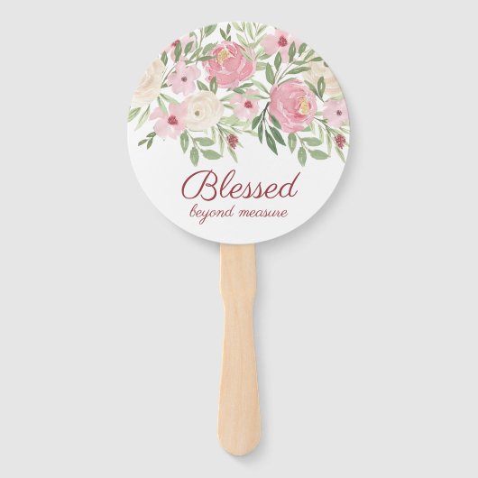 Gezegend Beyond Measure Roze Bloemen Handwaaier (Voorkant)