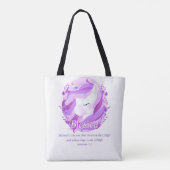 Gezegend Bijbelvers: Christelijke eenhoorn voor vr Tote Bag (Achterkant)