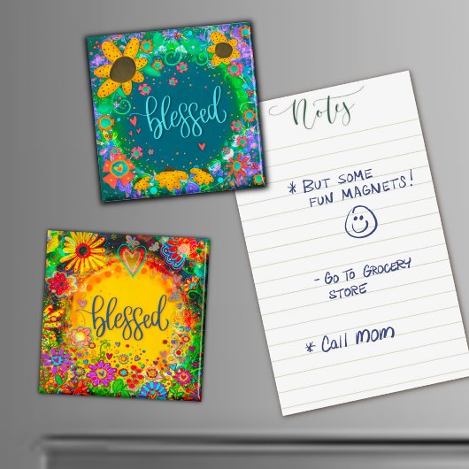 Gezegend Bloemen Trendy Whimsical Inspirerend Plez Magneet