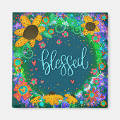 Gezegend Bloemen Trendy Whimsical Inspirerend Plez Magneet (Voorkant)