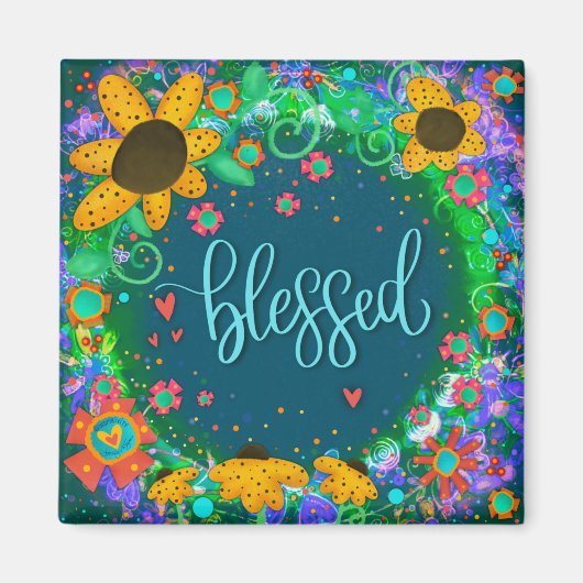 Gezegend Bloemen Trendy Whimsical Inspirerend Plez Magneet (Voorkant)