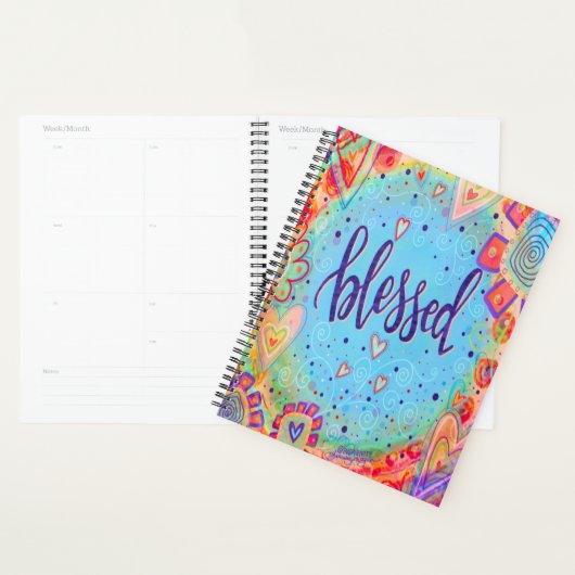 Gezegend Bloemenblauw Inspirerend Trendy Planner (Display)
