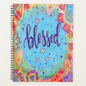 Gezegend Bloemenblauw Inspirerend Trendy Planner (Voorkant)