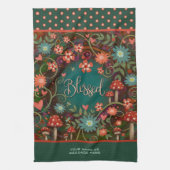 Gezegend Bloemenharten Paddenstoelen Leuke Quote N Theedoek (Verticaal)