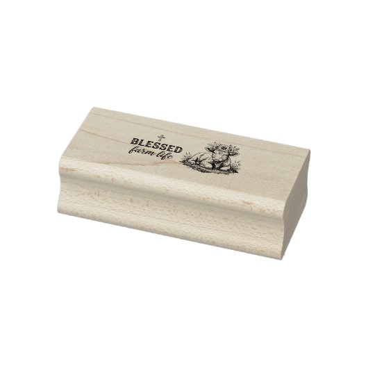 Gezegend Boerenleven met Koe Rubberstempel (Stempel)
