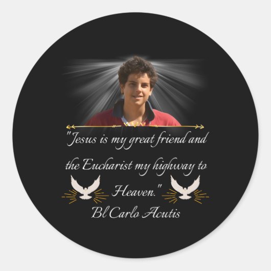 Gezegend Carlo Acutis Quote Perfect Katholiek Ronde Sticker (Voorkant)